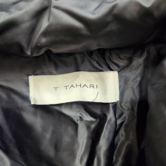 T Tahari Puffer Coat Womens Large Down Feather Black Outerwear - Picture 3 of 4